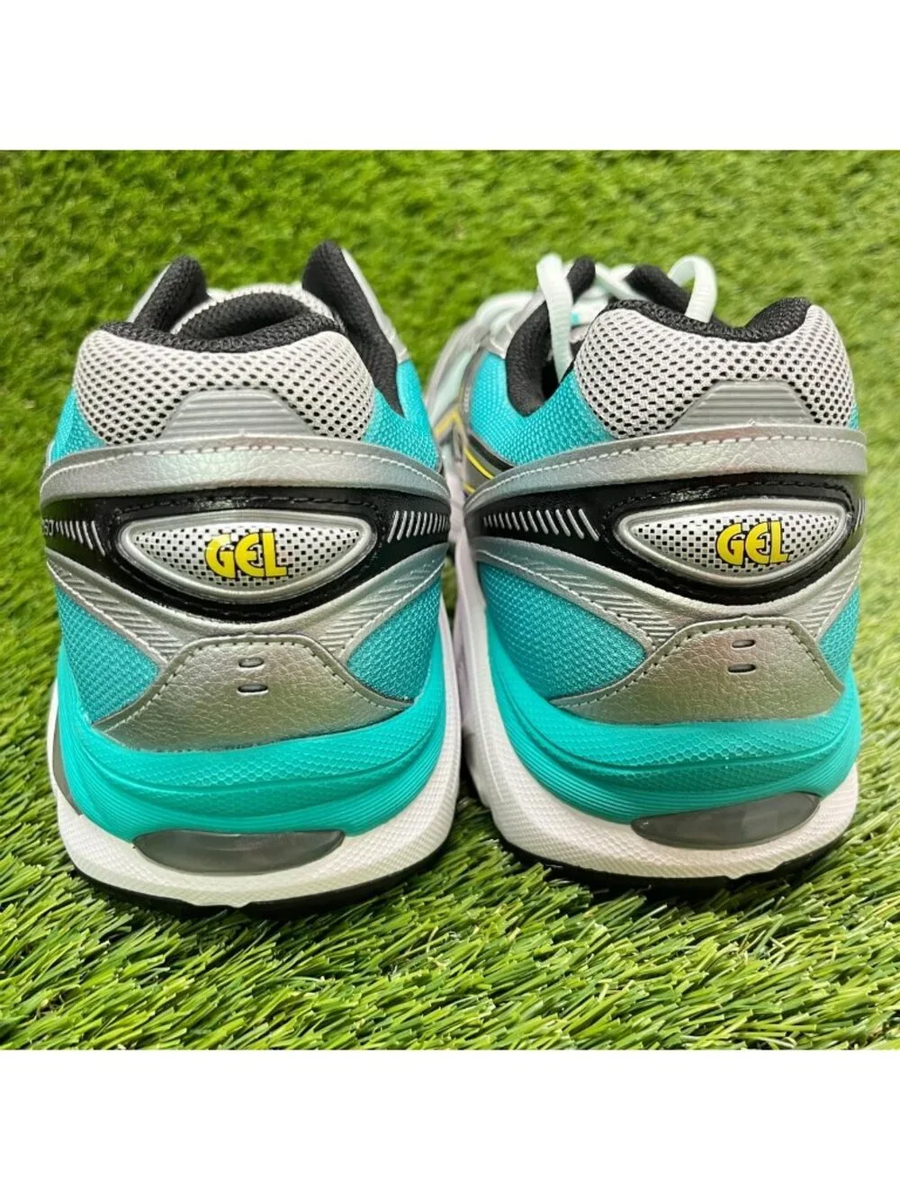 Asics GT-2160 Mens Size 12 Silver Teal Gold Athletic Running Shoes Sneakers